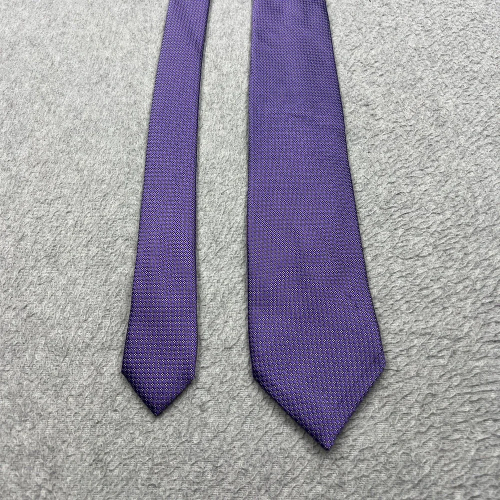 Ermenegildo Zegna Tie Mens Purple Mini Floral Check 100% Silk Italy Made Luxury